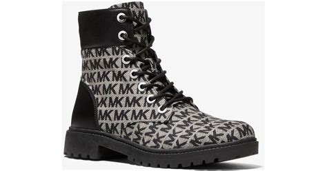 michael kors alistair logo jacquard combat boot|Alistair Patent Combat Boot .